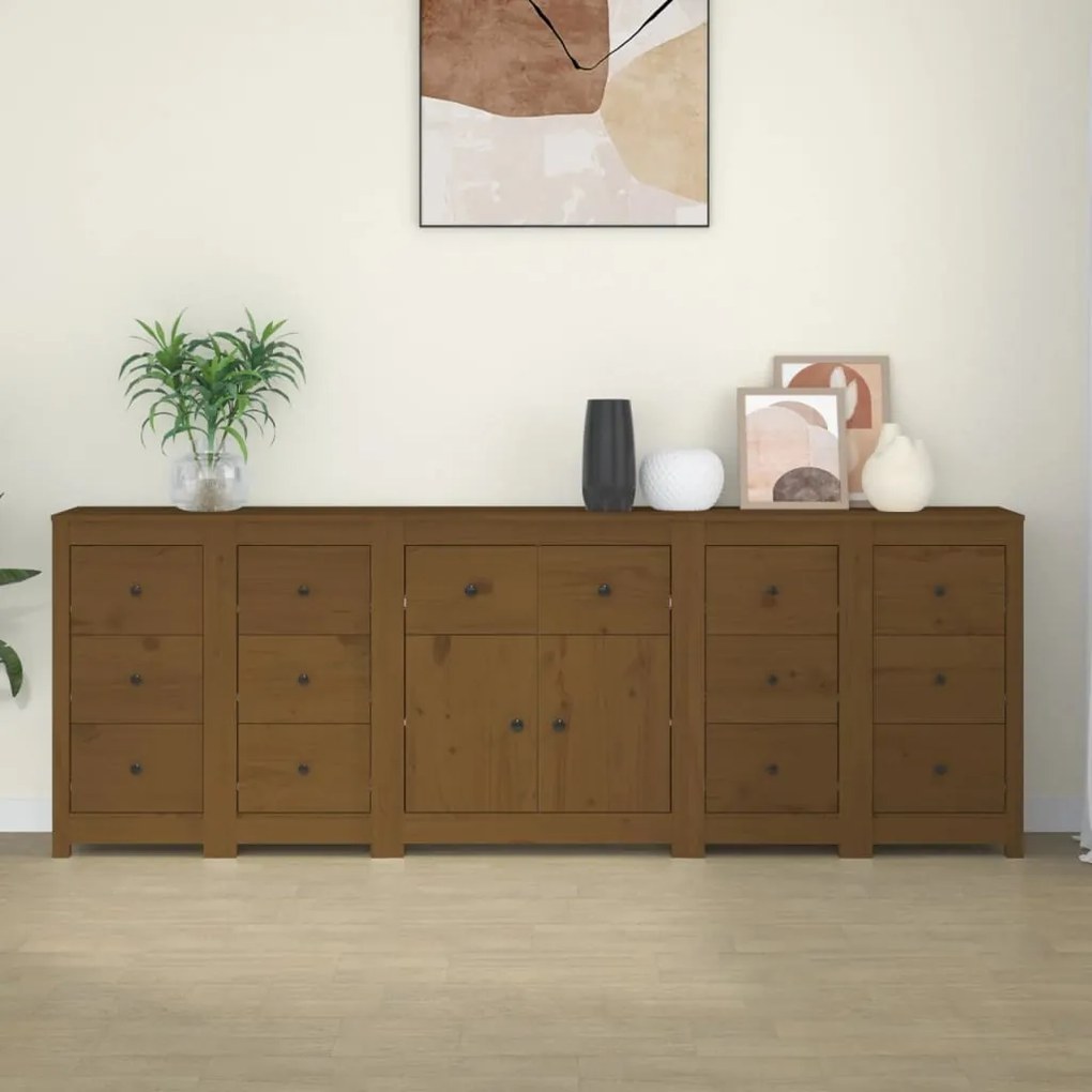 Credenza Miele 230x35x80 cm in Legno Massello di Pino