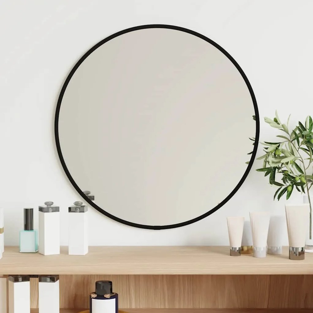 Specchio Da Parete Nero Ø 40 Cm Rotondo /