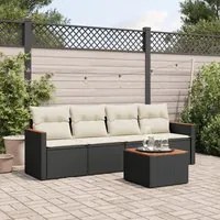 Set Divani da Giardino 5 pz con Cuscini in Polyrattan Nero 3225776