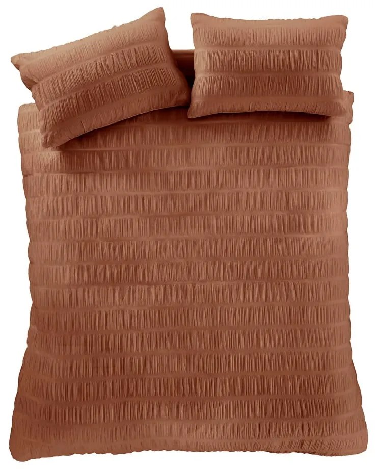 Biancheria da letto singola arancione 135x200 cm Seersucker - Catherine Lansfield