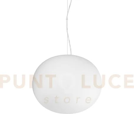 Cotton lampadario sospeso in vetro bianco 1 luce attcco e27 d.30cm