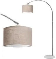 Lampada Arco Piantana Terra Design Moderno Metallo Paralume Tessuto E27 Beige