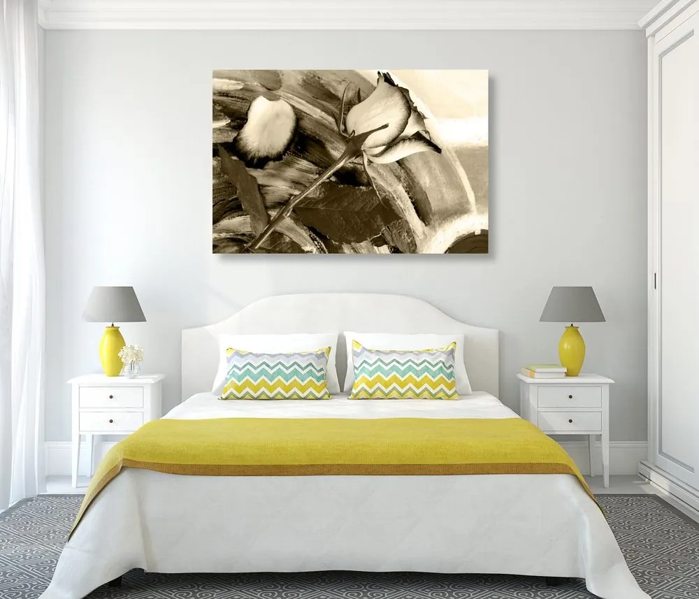 Quadro su tela – Rose in seppia