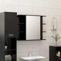 Mobile Bagno con Specchio Nero 80x20,5x64 cm Legno Multistratocod mxl 120987