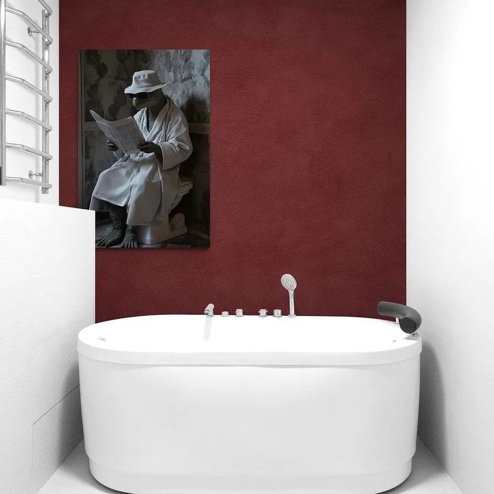 Quadro su tela – Tartaruga con giornali in bagno