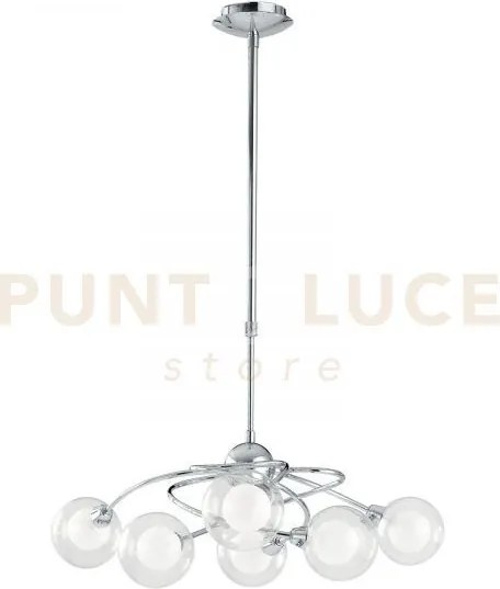 Lampadario blog cromo 6 luci attacco g9 66x111cm diffusore sferico ...
