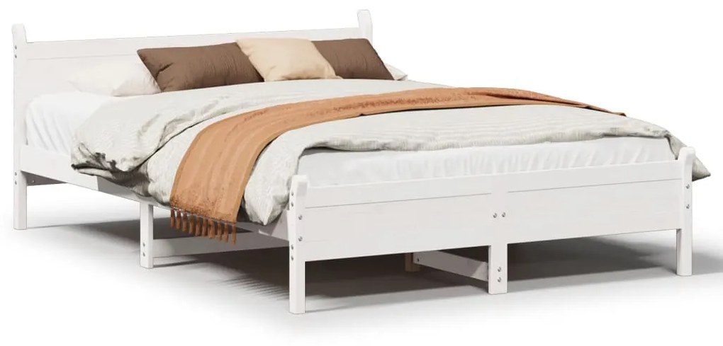 Letto senza materasso bianco 150x200 cm legno massello di pino