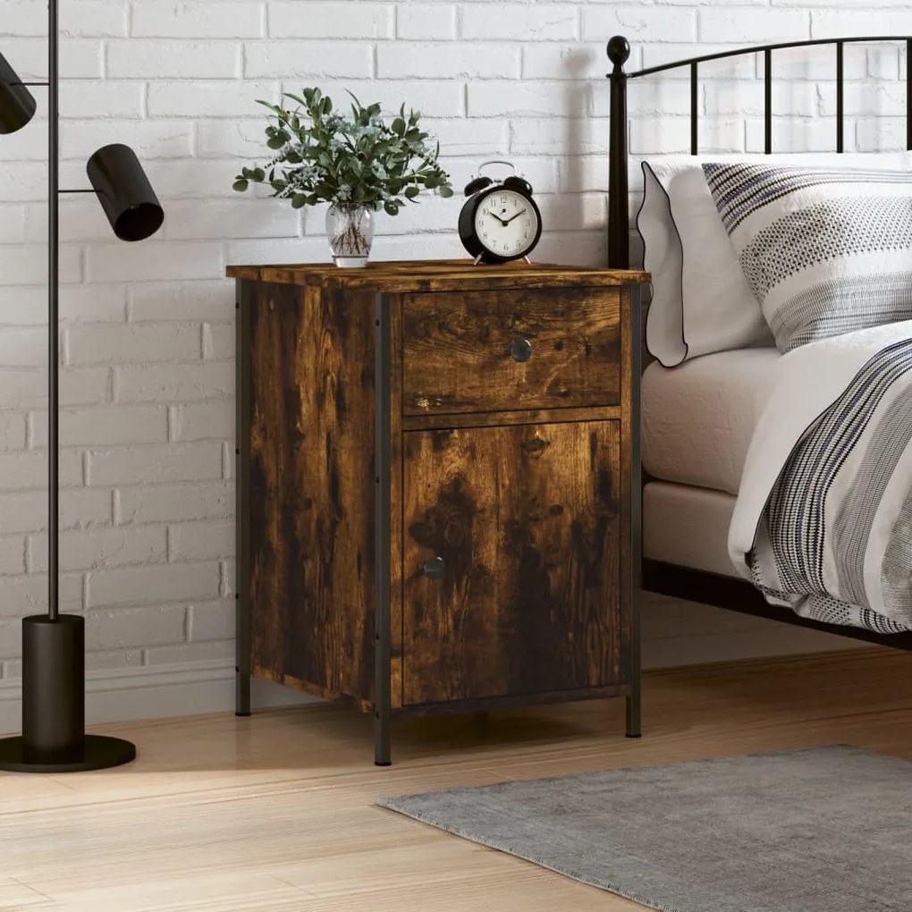 Comodino Rovere Fumo 40x42x60 Cm Legno Multistrato /