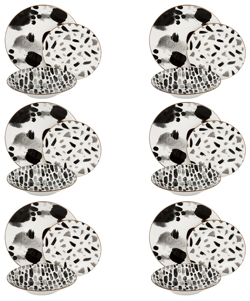 Servizio 18 piatti porcellana Urban nero