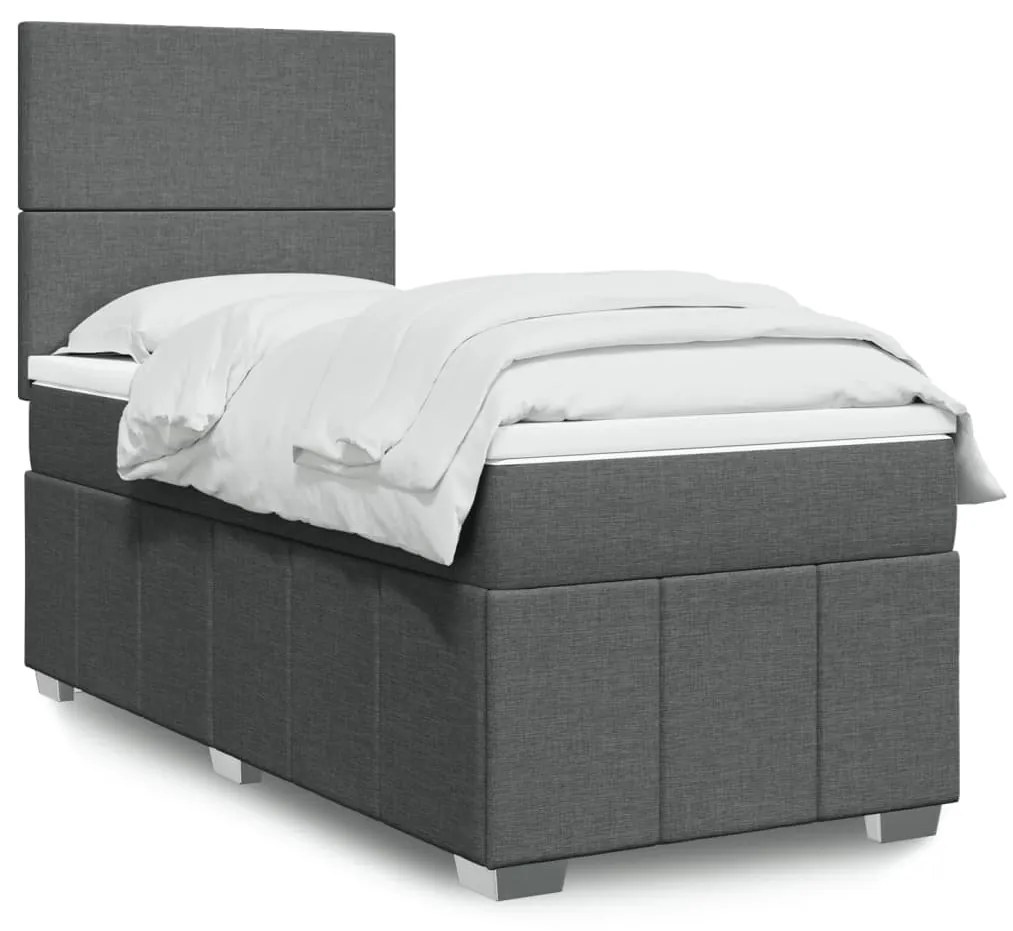Giroletto A Molle Con Materasso Grigio Scuro 100x200 Cm Tessuto /