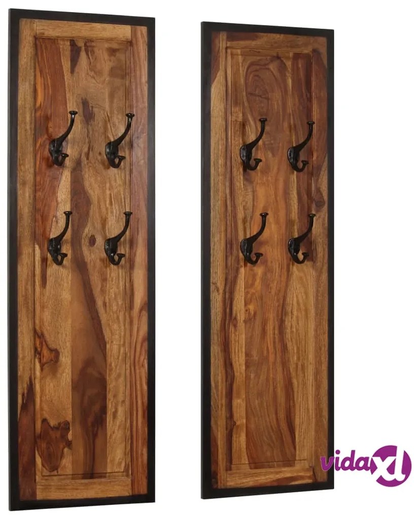 vidaXL Appendiabiti 2 pz in Legno Massello di Sheesham