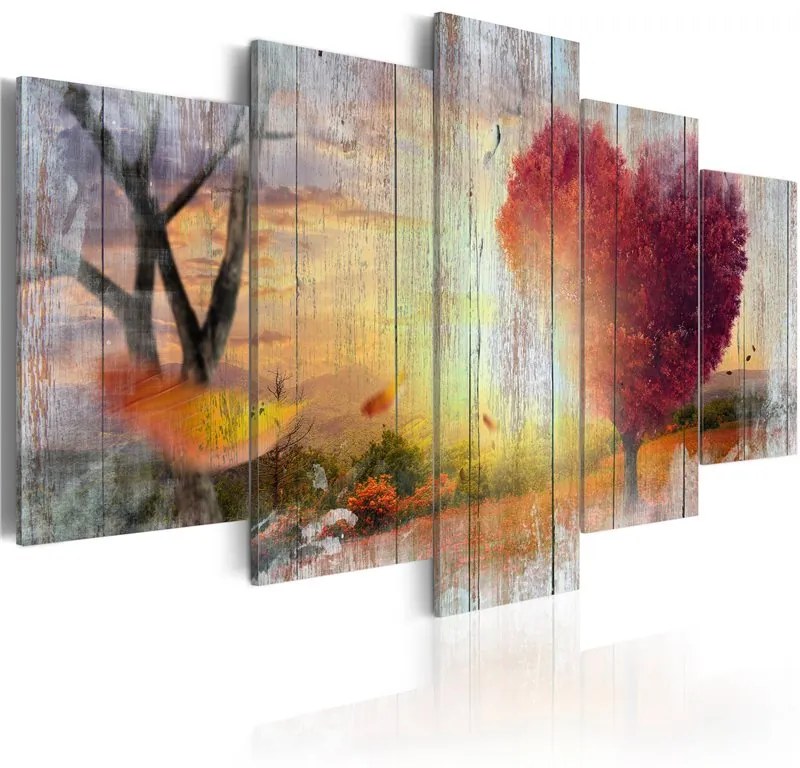 Quadro  Lovers’ Autumn  Colore Verde, Dimensioni e Misure 200x100