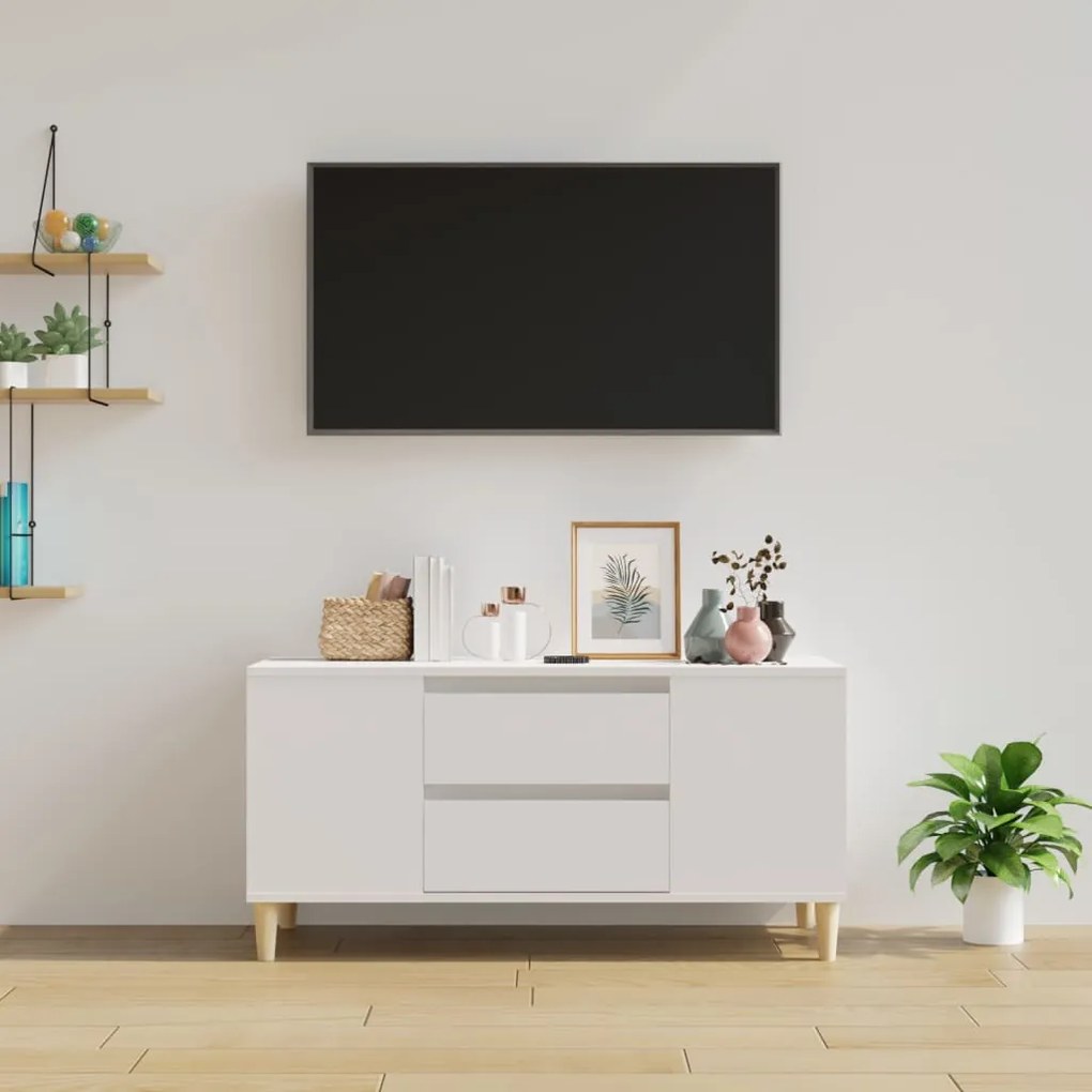 Mobile porta tv bianco 102x44,5x50 cm in legno multistrato