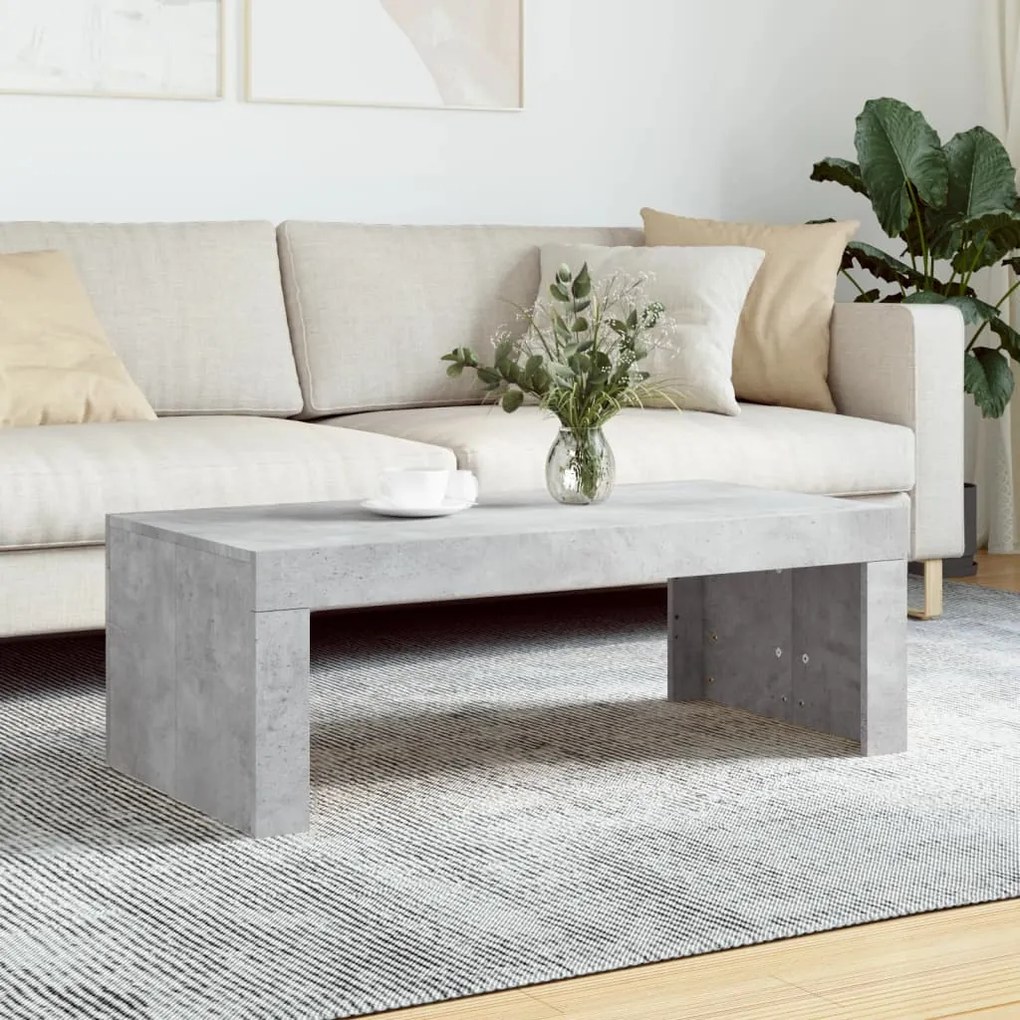 Tavolino salotto grigio cemento 102x50x36 cm legno multistrato