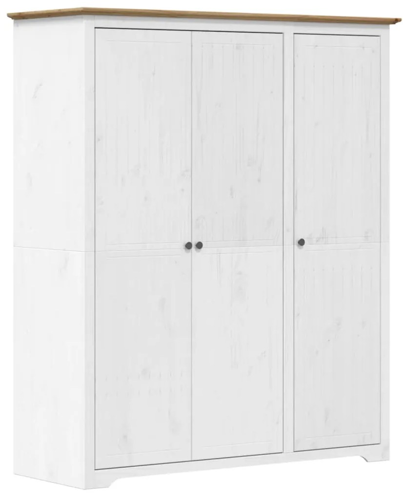 Armadio bodo 146x53,5x173 cm legno massello pino bianco marrone