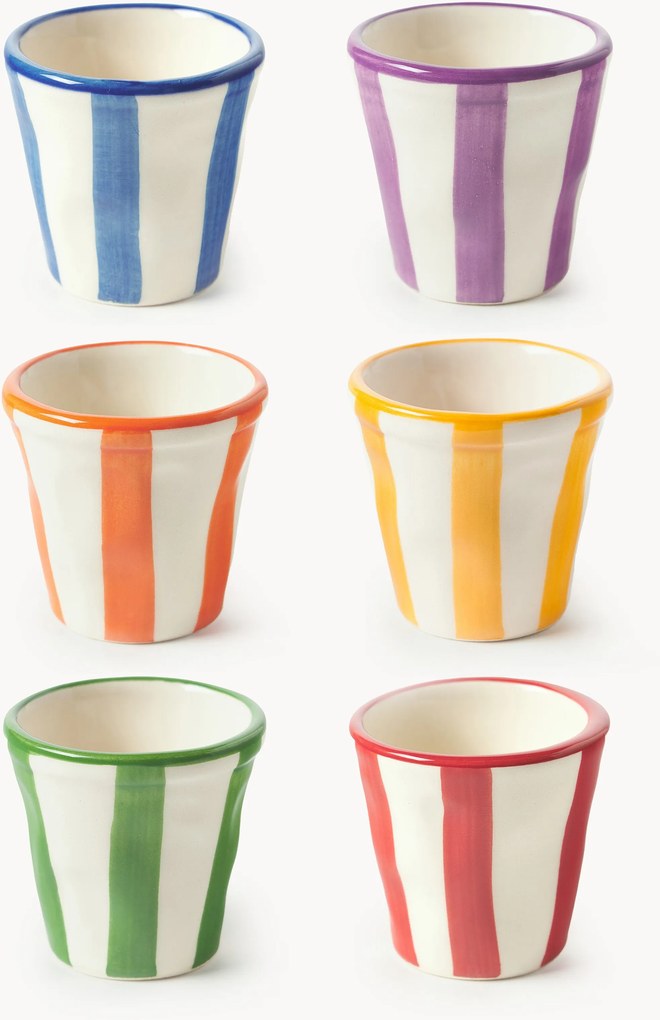 Set di 6 tazzine da caffè fatte a mano Righe