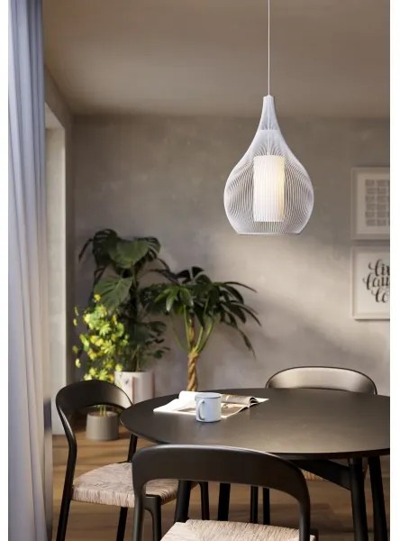 Eglo 900829 - Lampadario a sospensione con filo RAZONI 1xE27/40W/230V bianco