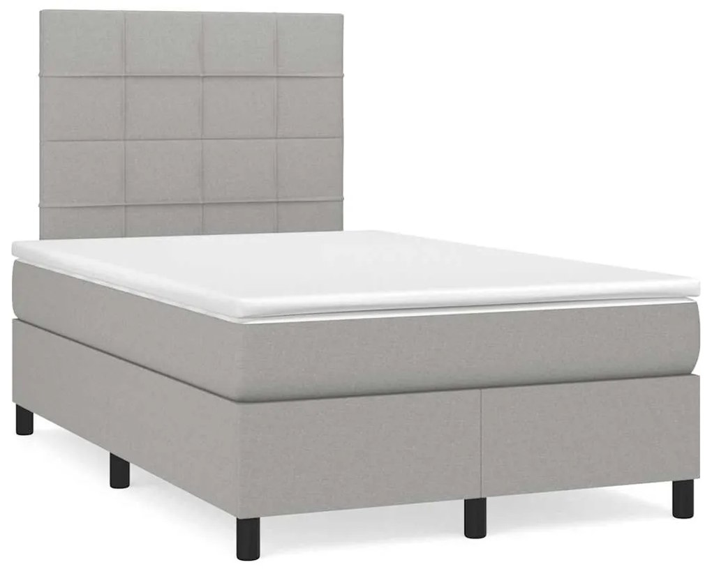 Letto A Molle Materasso E Led Grigio Chiaro 120x190 Cm Tessuto /