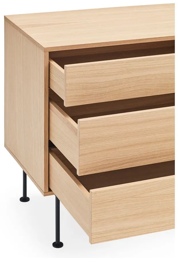 Cassettiera grigio antracite con impiallacciatura in rovere , larghezza 180 cm Yoko - Teulat