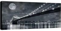 Stampa su tela Brooklyn con la luna piena, seppia 140 x 70 cm