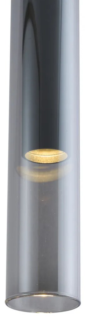 Faretto moderno nero con vetro fumé per sistema a binario monofase - Slimline Loyce