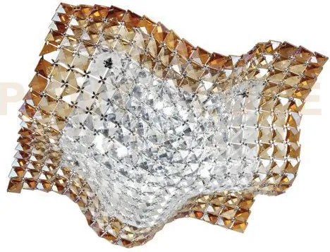 Plafoniera rumba trasparenti e ambra 4 luci attacco g9 44x44x12cm i...