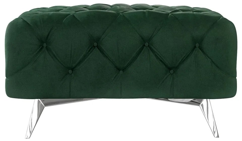 Poggiapiedi verde scuro con rivestimento in velluto Chelsea – Ropez