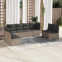 Set Divano da Giardino 8 pz con Cuscini Grigio in Polyrattan 3249289