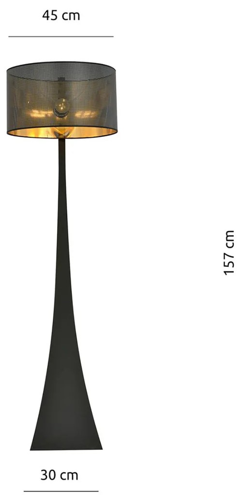 Piantana Contemporaneo Indra Acciaio Nero Oro 1 Luce E27 Ip20