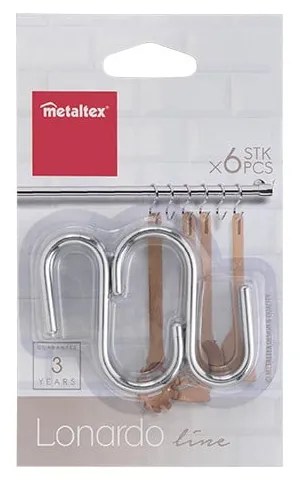 Ganci per appendere in acciaio cromato in argento in set di 6 pezzi Lonardo - Metaltex