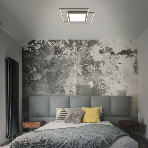 Brilo - Plafoniera LED 2x LED 16W (230V) + LED 19W, 51,5x51,5 cm, nera