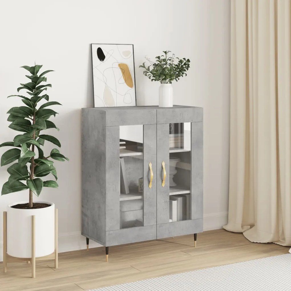 Credenza grigio cemento 69,5x34x90 cm in legno multistrato