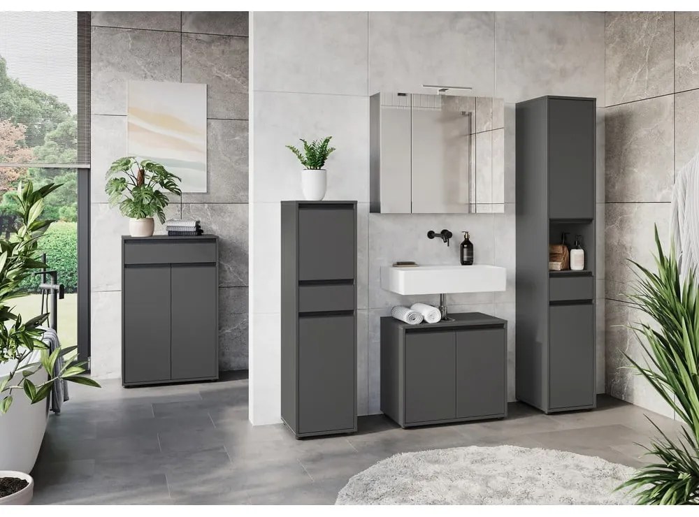 Mobile bagno alto e stretto color antracite 33x181 cm Lemont - Germania