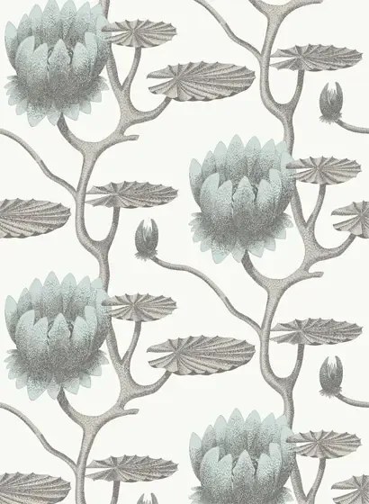 Cole & Son Carta da parati Summer Lily - Soft Aqua on White