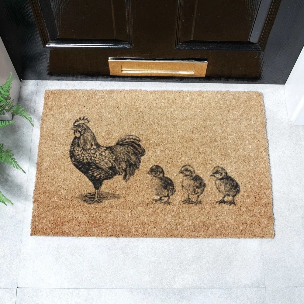 Zerbino in fibre di cocco 40x60 cm Chickens and Chicks – Artsy Doormats