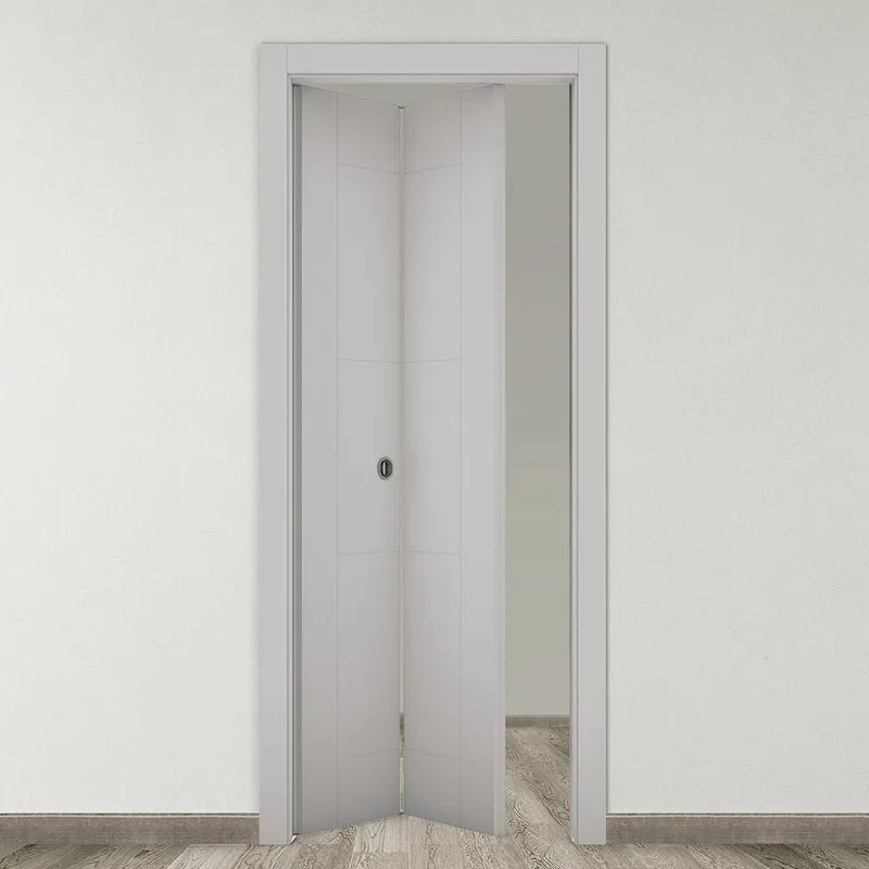 Porta tamburata pieghevole a libro simmetrica Mood grigio L 70 x H 210 cm destra