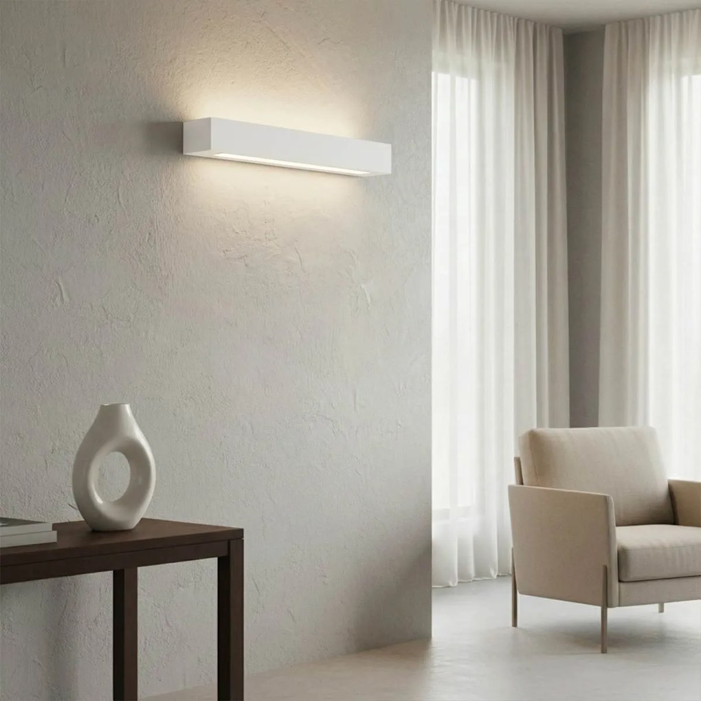 Applique da Parete 3xE14 Rettangolare 55cm in Gesso Pitturabile