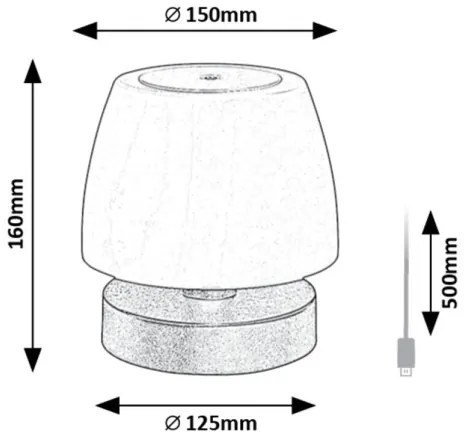 Rabalux 7040 - Lampada LED da tavolo dimmerabile ODERA LED/3W/5V 2000 mAh IP44