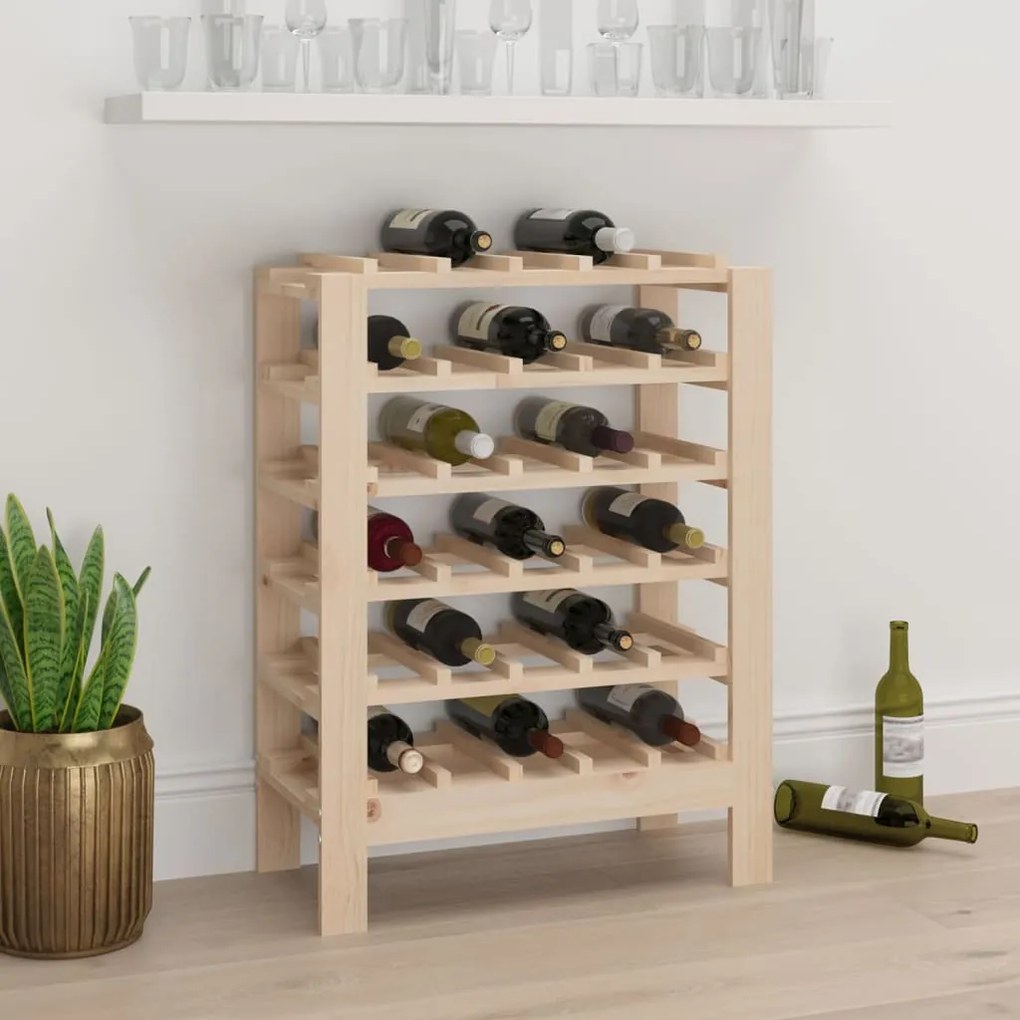 Portavini 61,5x30x82 Cm İn Legno Massello Di Pino /
