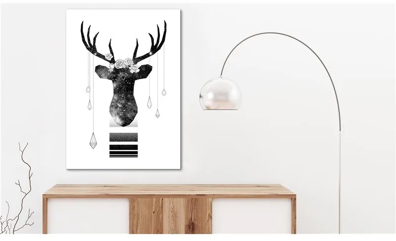 Quadro  Abstract Antlers (1 Part) Vertical  Colore bianco e nero, Dimensioni e Misure 40x60