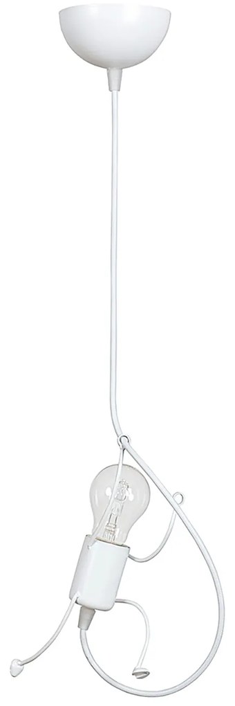 Sospensione 1 Luce Moderna Isotta In Acciaio Bianco E Cavi Bianchi A Figura Umana