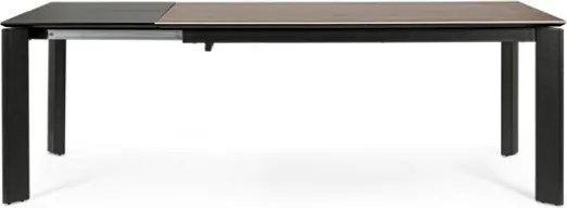 Tavolo Da Interno Allungabile 90x160-220 In Acciaio Piano In Ceramica Grigio-Nero Briva Bizzotto