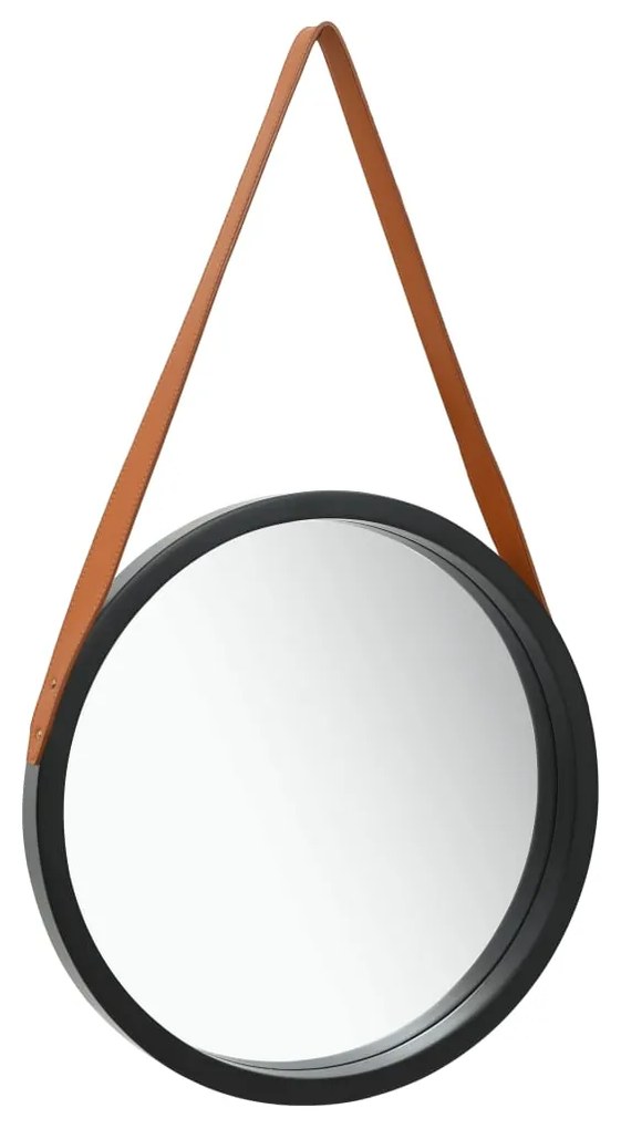 Specchio Da Parete Con Cinghia 40 Cm Nero /