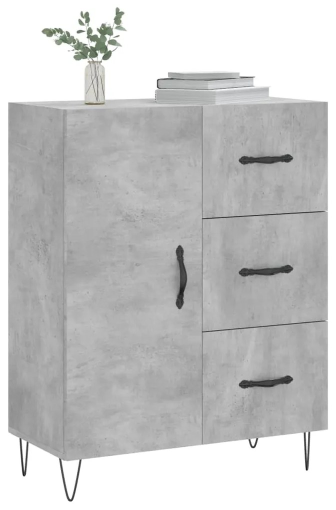 Credenza grigio cemento 69,5x34x90 cm in legno multistrato