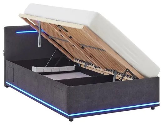 Letto da bambini grigio scuro imbottito con contenitore e rete inclusi 140x200 cm Circle – Meise Möbel