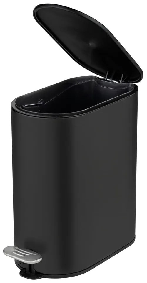 Cestino per la spazzatura nero opaco in acciaio con pedale 5 l Collungo – Wenko