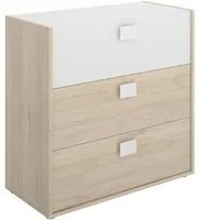 Cassettiera Dmbay, Settimanale per camera da letto, Com con 3 cassetti, 80x43h81 cm, Rovere e Bianco