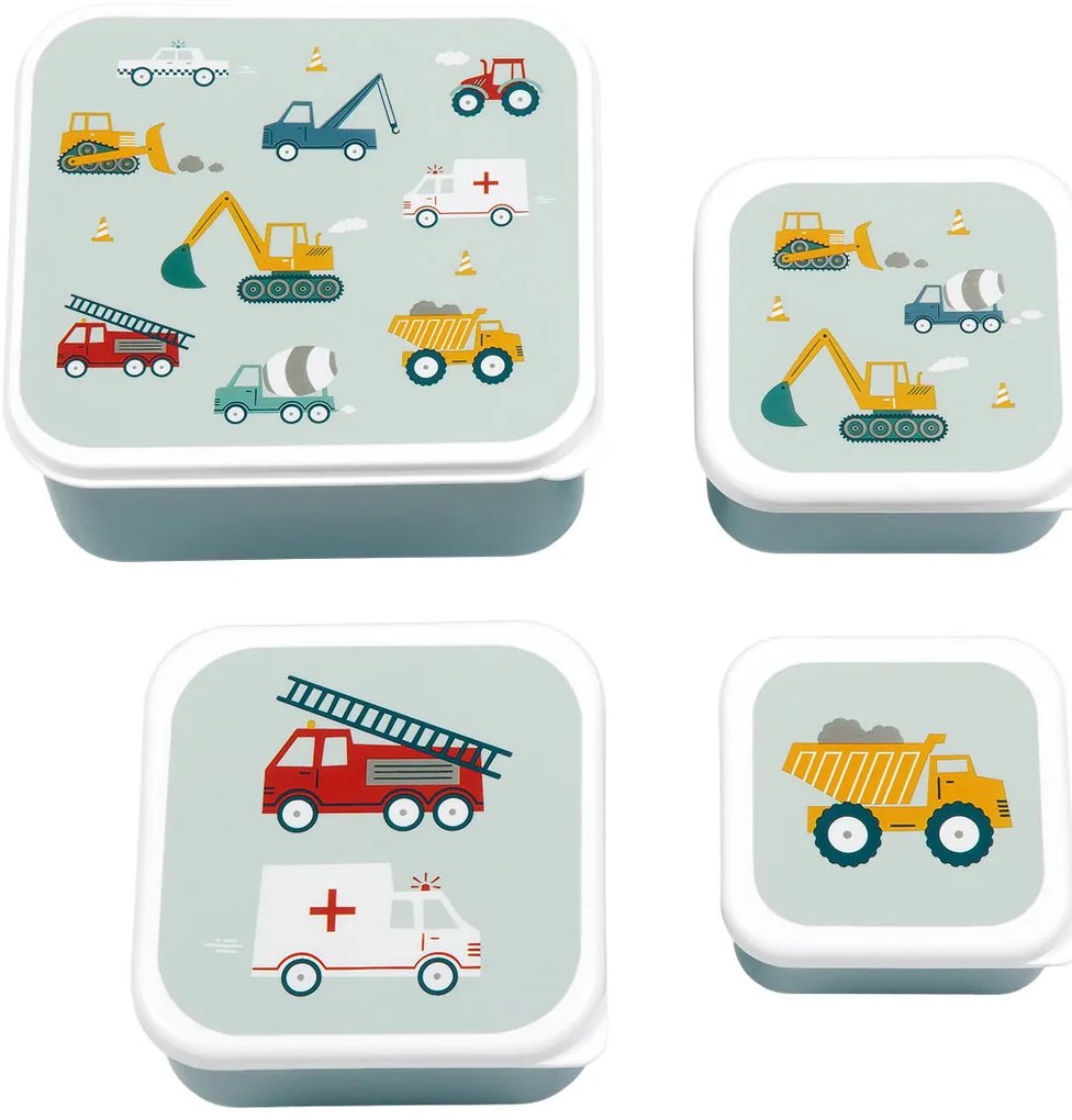 A Little Lovely Company - set di quattro scatole merenda - veicoli