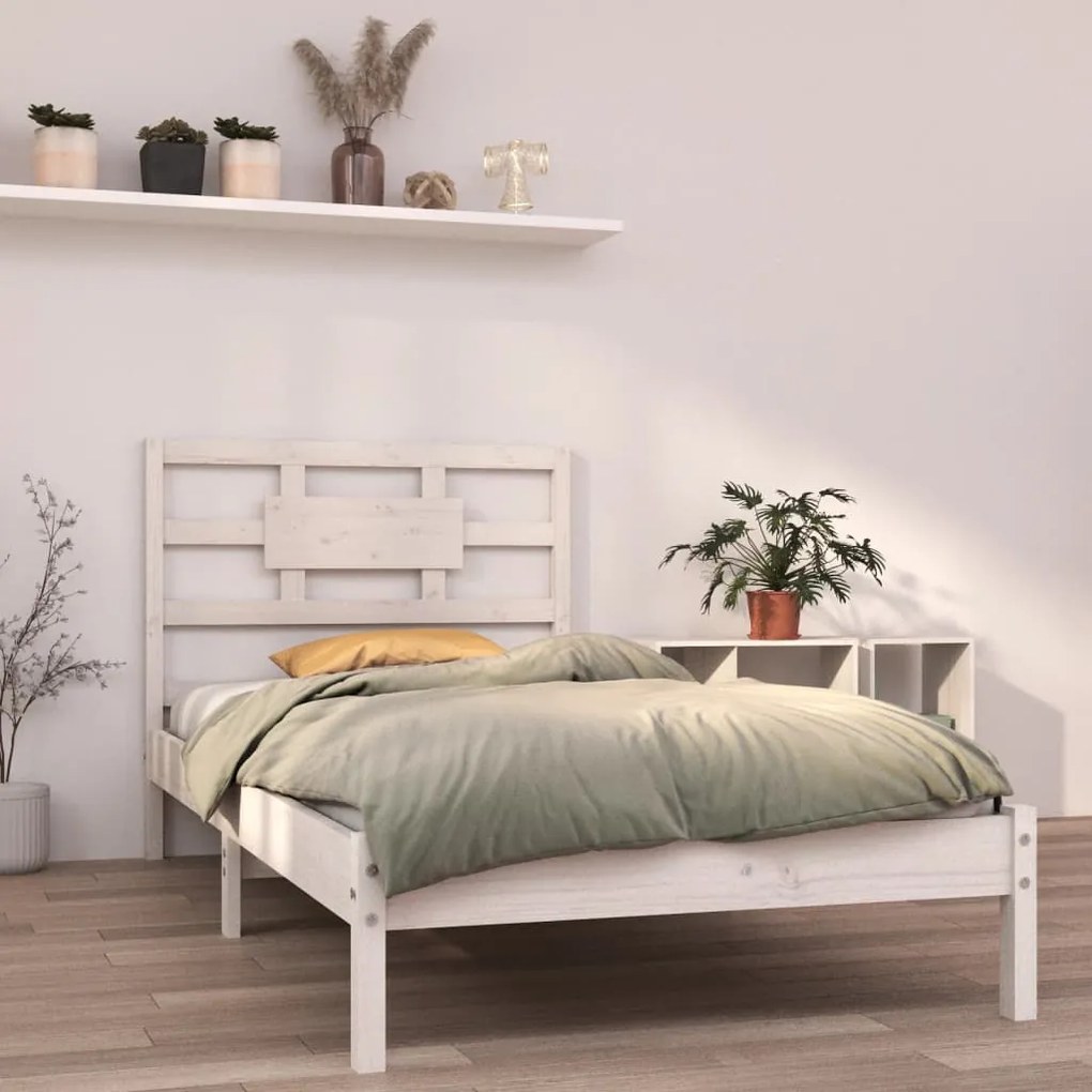 Giroletto Bianco İn Legno Massello 90x190 Cm Single /