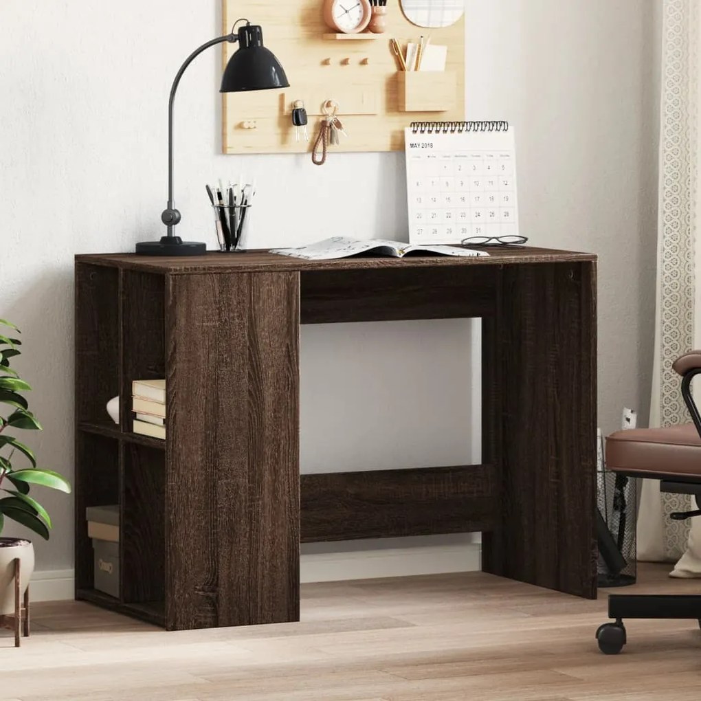 Scrivania Rovere Marrone 102x50x75 Cm İn Legno Multistrato /